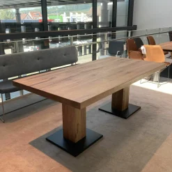 Esstisch Thabea 389344080 Balkeneiche Natur Gestell Metall Schwarz