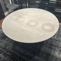 Esstisch Todo 6116 Platte Keramik Matt Rock Grigio Grau Säule Lack Matt Bodenplatte Metall Schwarz Tiefmatt Ausziehbar