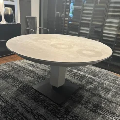 Esstisch Todo 6116 Platte Keramik Matt Rock Grigio Grau Säule Lack Matt Bodenplatte Metall Schwarz Tiefmatt Ausziehbar