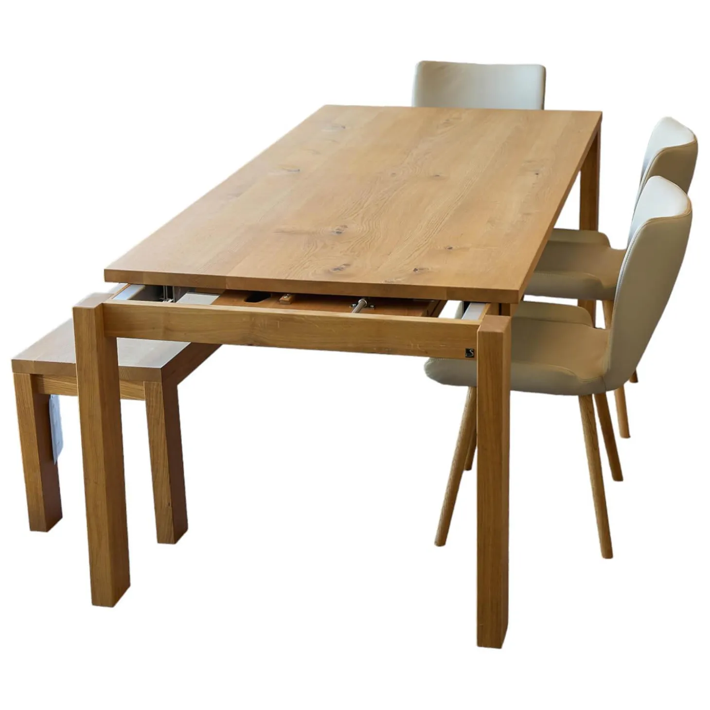 Esstisch Varus Knorrige Eiche Mit Harz Ausgegossen Gestell Stollenfüße Passend Ausziehbar Ohne Stühle Und Bank