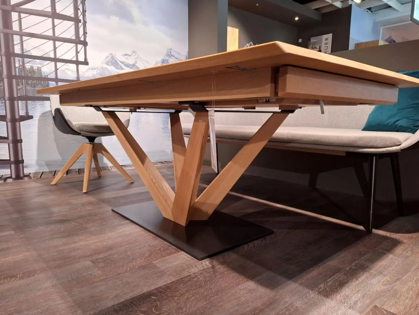 Esstisch Vgalvino Wildeiche Rustico Schwarz Geölt mit 2 Tischverlängerungen