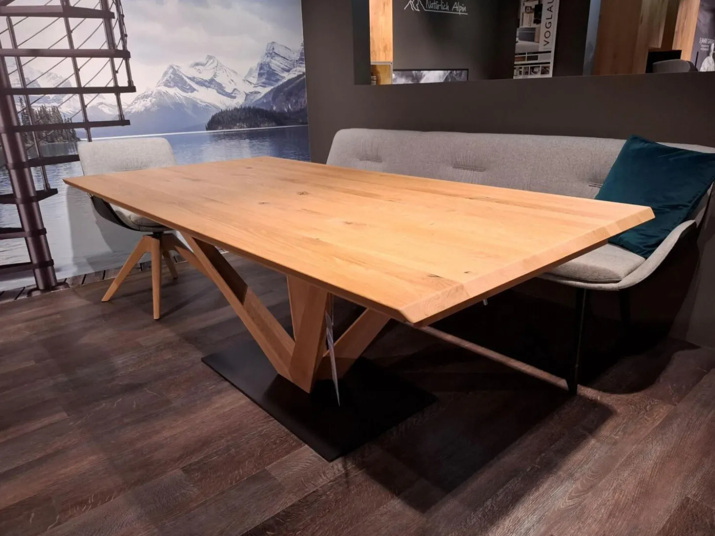 Esstisch Vgalvino Wildeiche Rustico Schwarz Geölt mit 2 Tischverlängerungen