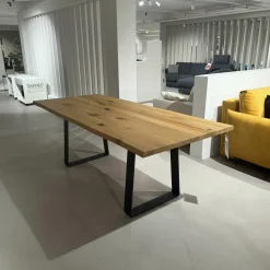 Esstisch Wildeiche Gebürstet Natur Kufengestell Metall Schwarz Lackiert