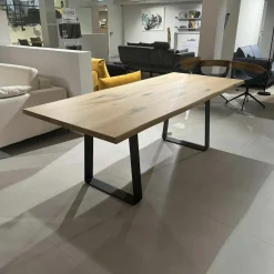 Esstisch Wildeiche Gebürstet Natur Kufengestell Metall Schwarz Lackiert