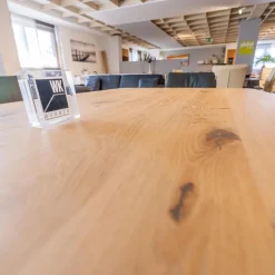 Esstisch WK 852 3 Wildeiche Bianco Geölt Kreuzfuß Gedreht Pulverbeschichtet Schwarz