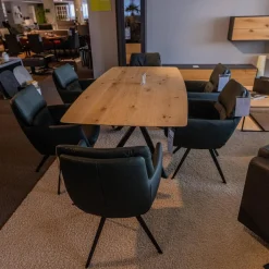 Esstisch WK 852 3 Wildeiche Bianco Geölt Kreuzfuß Gedreht Pulverbeschichtet Schwarz