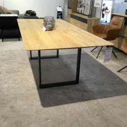 Esstisch WK852-1 PFR1 Wildeiche Bianco Geölt Kufen Schwarz Pulverbeschichtet