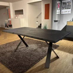 Esstisch WK854-14 Wildeiche Massiv Gebürstet Geköhlt Geölt