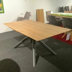 Esstisch WK852 Wildeiche Massiv Geölt Gestell Kreuzfuß Metall Schwarz