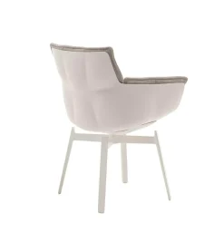 Esszimmerstuhl Husk Stoff Rattier Astro Seil Beige Schale Polyurethanharz Weiß Gestell Metall Weiß Lackiert