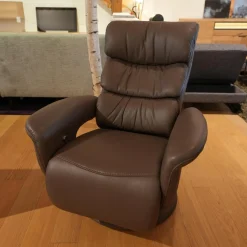 Fernsehsessel Easyswing Bezug Leder 24 Longlife Schlamm Braun Fuß Teller Bezogen