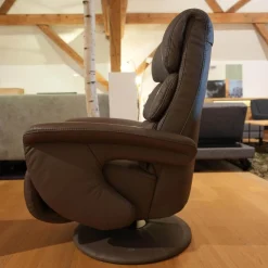 Fernsehsessel Easyswing Bezug Leder 24 Longlife Schlamm Braun Fuß Teller Bezogen