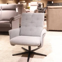 Fernsehsessel Pete Modell 7826 32 V14 Stoff Q2 Fashio Gletscher Hellgrau Sternfuß pulverbeschichtet Anthrazit