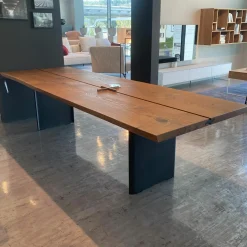 Fixtisch Echt.zeit Holz Eiche Gebürstet Urig Naturöl Gestell Schwarz Metallwangen