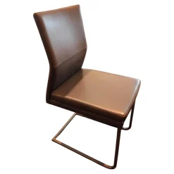 Freischwinger Katy 3 Leder Toledo Braun Gestell Edelstahl Gebürstet