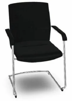 Freischwinger ON 178/71 Leder 74 99 Schwarz Gestell Glanzverchromt Mit Lederbezogenen Armlehnen