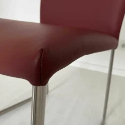 Freischwinger Stay Light Bezug Leder Toledo Cherry Kufengestell Edelstahl Matt