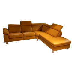 Funktionseckgarnitur Relaxa 6 0 Leder Punch Curry Gelb Metallwinkelfuß Aluminium Gebürstet