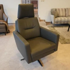 Funktionssessel Invita Bezug Leder Normandie Graphit Kreuzfuß Metall Chrom Glänzend