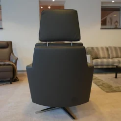 Funktionssessel Invita Bezug Leder Normandie Graphit Kreuzfuß Metall Chrom Glänzend