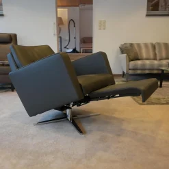 Funktionssessel Invita Bezug Leder Normandie Graphit Kreuzfuß Metall Chrom Glänzend