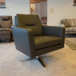 Funktionssessel Invita Bezug Leder Normandie Graphit Kreuzfuß Metall Chrom Glänzend