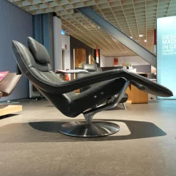 Funktionssessel Yoko No 12 VM Leder C Classic Pepper Schwarz Grau Gabel Alu Matt Schwarz