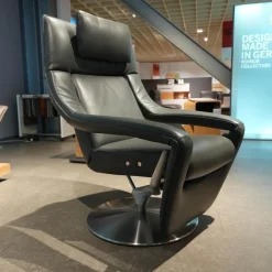 Funktionssessel Yoko No 12 VM Leder C Classic Pepper Schwarz Grau Gabel Alu Matt Schwarz