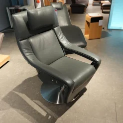 Funktionssessel Yoko No 12 VM Leder C Classic Pepper Schwarz Grau Gabel Alu Matt Schwarz