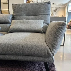 Funktionssofa Clou Bezug Stoff 8 Mara Grau Kufe Metall Matt Schwarz Sitz Drehbar Mit Liegefunktion