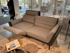 Funktionssofa Eternity Korpus Sitzkissen Stoff Mara 282 Korpus Leder Normandie Graphit Grau Metallfuß Bronze Matt