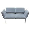 Funktionssofa Roro Small Stoff 4490 Grau Blau Fuß Chrom Glänzend Hinten Rollen Schwarz