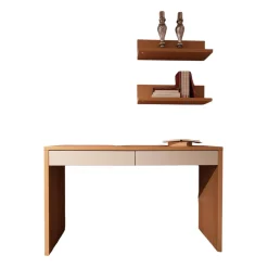 Funktionstisch Venue S 32 Korpus Asteiche Front Lack Seidengrau Inklusive Wandbord