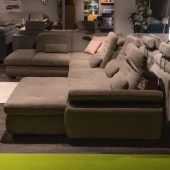 Funktions-Wohnlandschaft MM MP1044 Stoff Belle Grey Grau Fuß Metall Hochglanz Inklusive Kissen