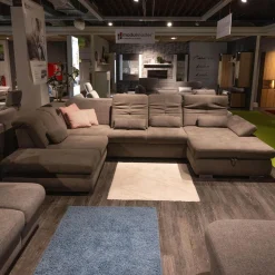 Funktions-Wohnlandschaft MM MP1044 Stoff Belle Grey Grau Fuß Metall Hochglanz Inklusive Kissen