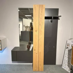 Garderobe Gentis Lack Grau Akzent Eiche Naturstamm