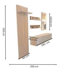 Garderobe Kira 24728 Nussbaum Nova Lack Terra Hochglanz Grau Griffe Metall