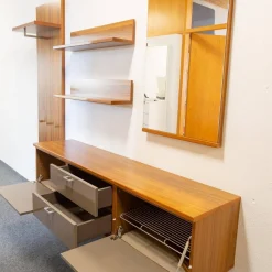 Garderobe Kira 24728 Nussbaum Nova Lack Terra Hochglanz Grau Griffe Metall