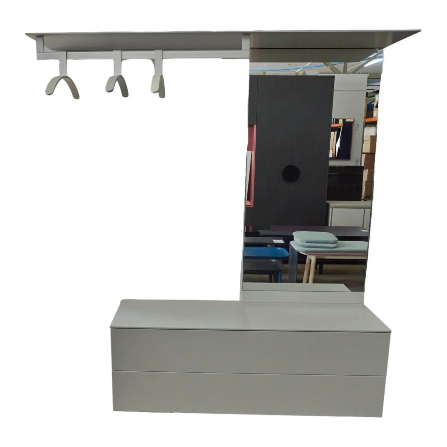 Garderobe S7 Lack Grau-Weiß 27 Inklusive 3 Kleiderbügel