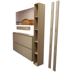 Garderobe Tando Glattlack 408 Terra Grau Beige Eiche Sahara Griffe Metall