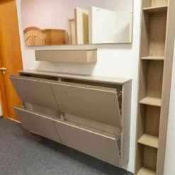 Garderobe Tando Glattlack 408 Terra Grau Beige Eiche Sahara Griffe Metall