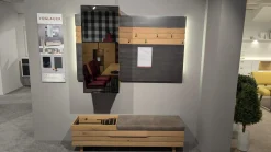 Garderobe V Organo Coming Wildeiche Rustiko Bank Stoff Vintage Quarz Grau Mit Beleuchtung