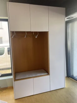 Garderobenschrank Cabin Lack Grau Weiß Innen Melamin 0776 Dunkelgrau Nische Eiche Matt Mit Kissen