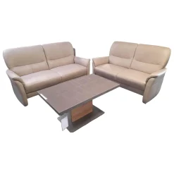 Garnitur 50026 Leder Cloud Muschel Beige Füße M 03 Metall