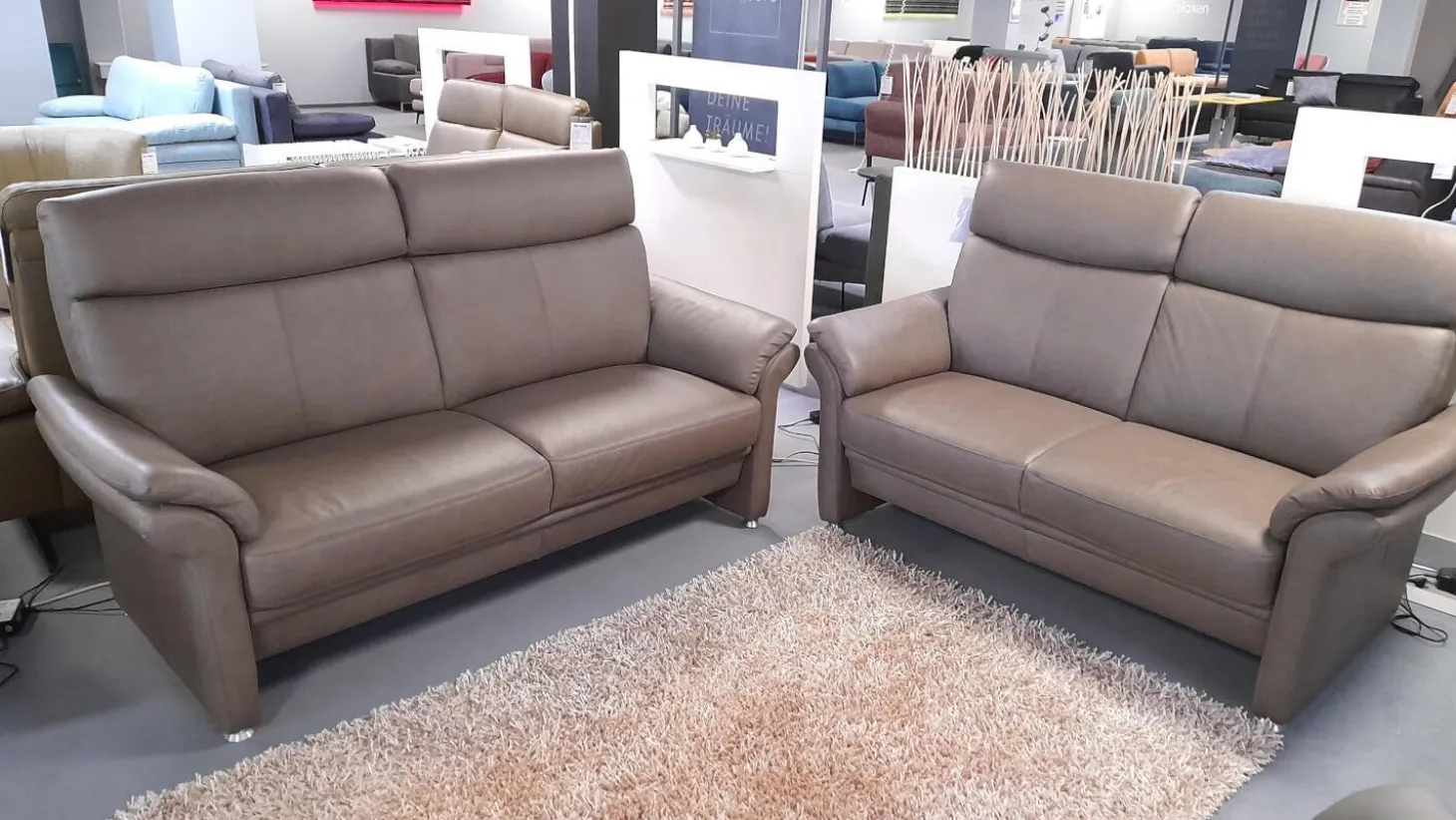 Garnitur 50018 Leder Impression Muskat Braun Füße M 03 Metall