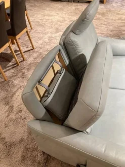 Garnitur 6270 Und 7270 Bezug Leder Longlife Soft 22 Jade Blau Grau Füße Metall Schwarz Inklusive Manuell Ausklappbaren Kopfstützen