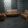Garnitur Angela Stoff Rodeo 1 Braun Mikrofaser Büffellook 2 Sofas 1 Sessel