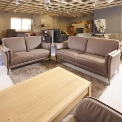 Garnitur Arosa Leder Braun Gestell Schwarz