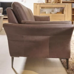 Garnitur Arosa Leder Braun Gestell Schwarz