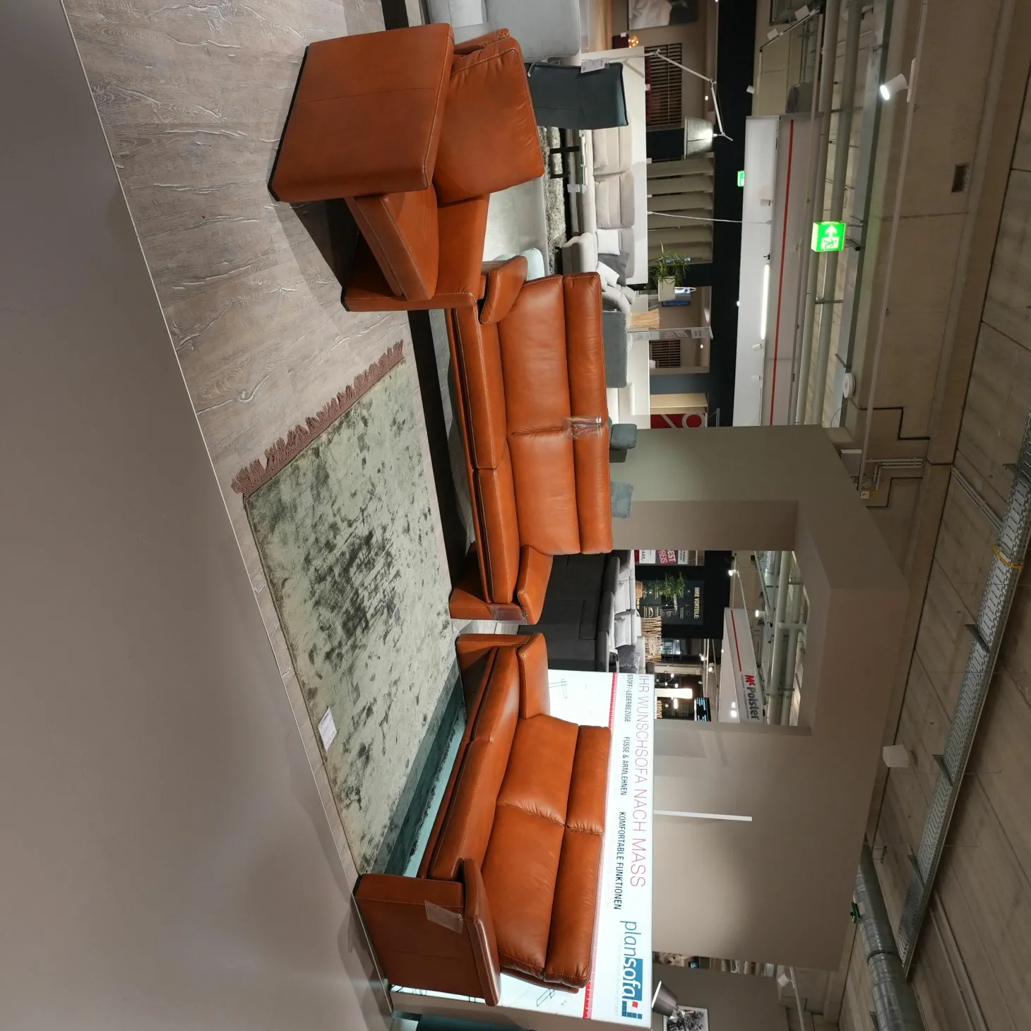 Garnitur Boston Bezug Leder Cognac Braun Bestehend Aus 2 Sofas Und 1 Sessel